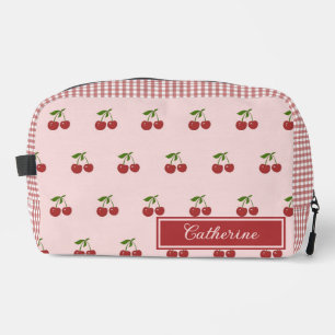 Neceser Rosa patrón de cuadros de cereza roja simple fruta