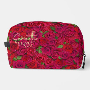 Neceser Rosa Roja Profunda Patrón Te Amo Con Nombre Person
