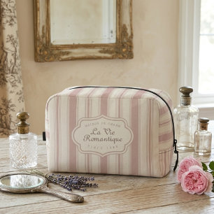 Neceser Rosa Vintage y Rayas de Crema País Francés