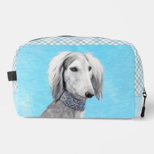 Neceser Saluki Pintura Plata Feathered Original Perro Arte