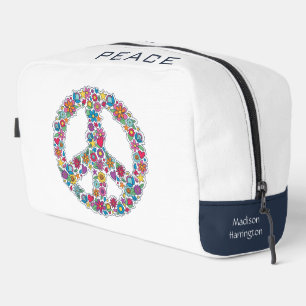 Neceser Signo de paz de flor de nombre personalizado