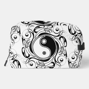 Neceser Símbolo de Yin y Yang en estilo de tatuaje en blan