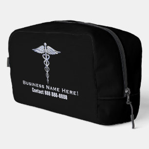 Neceser Símbolo médico cromado como Caduceus con texto
