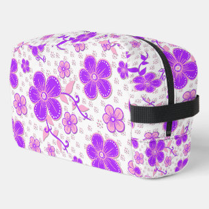 Neceser Simple estampa de acuarela floral púrpura y rosa