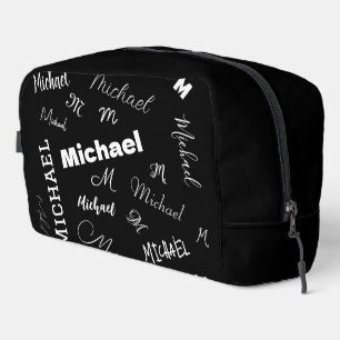Neceser Su nombre y patrón personalizado monograma negro