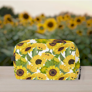 Neceser Sunflower Print Customized Canvas Accessory Bag