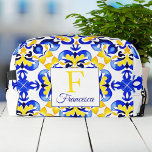 Neceser Talavera azulejo azulejos azules regalos de dama d<br><div class="desc">Talavera azulejo azulejos azules amarillos vintage regalo de la fiesta de la novia mexicana monograma bolsa impresa,  azul mediterráneo italiano patrón azules azulejos azul Maiólica azulejos griegos patrón de fiesta de la novia regalos</div>