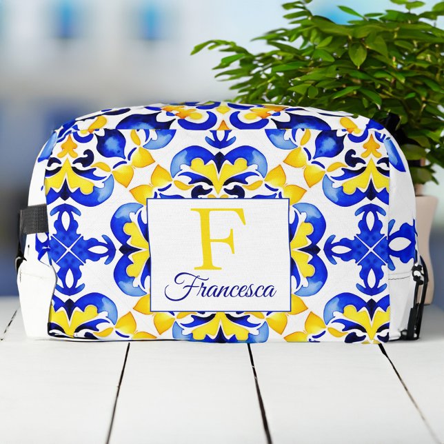 Neceser Talavera azulejo azulejos azules regalos de dama d (Talavera azulejo blue tiles bridesmaid gifts monogram personalized dopp kit bridal party favors)