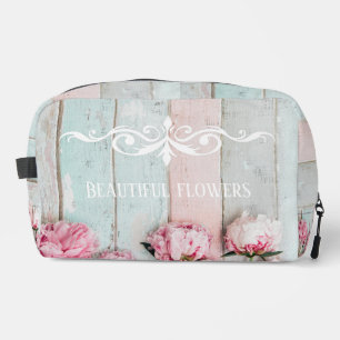 Neceser texto personalizado Madera rústica pastel Floral r