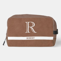 Textura de cuero marrón Recorte Monograma blanco