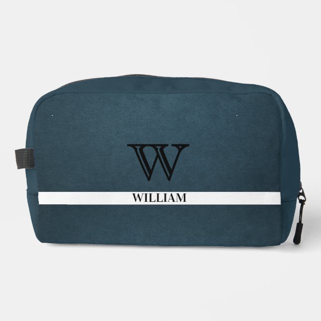 Neceser Textura de cuero Nombre de monograma negro (Anverso)