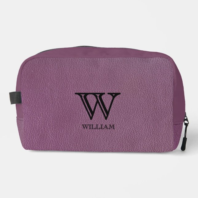 Neceser Textura de cuero Nombre de monograma negro (Anverso)