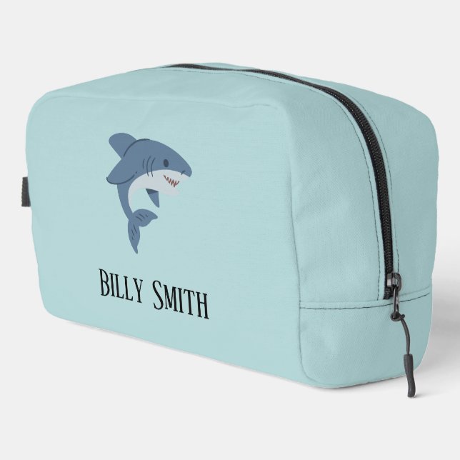 Neceser Tiburón azul lindo personalizado (Esquina derecha)
