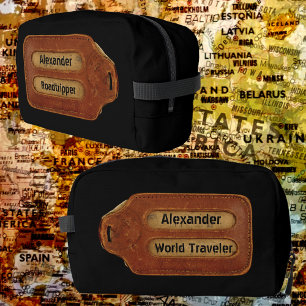 Neceser Toiletría de etiqueta de identificación de cuero d