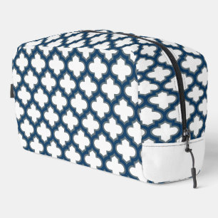 Neceser Trellis azul blanco y naval, Entramado, Quatrefoil
