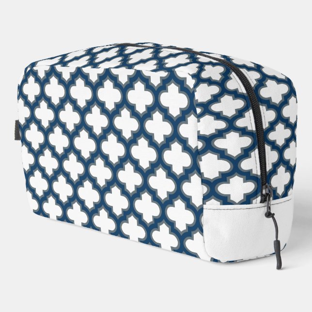 Neceser Trellis azul blanco y naval, Entramado, Quatrefoil (Esquina derecha)