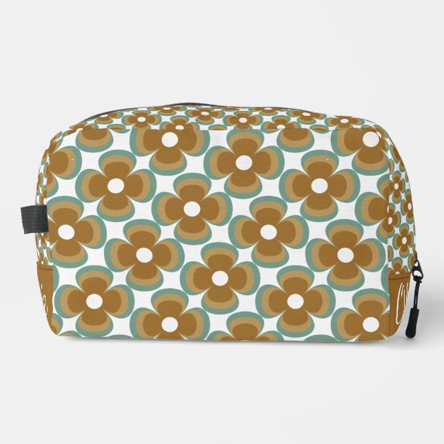 Neceser Trendy Teal Caramel Retro Groovy Flowers Seamless (Anverso)