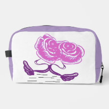 Trousse de toilette mauve et rose au motif floral