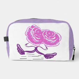 Neceser Trousse de toilette mauve et rose au motif floral