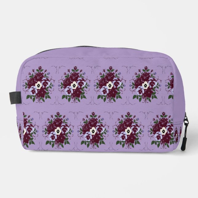 Neceser Trousse de Toilette Motif Floral Violettes (Anverso)