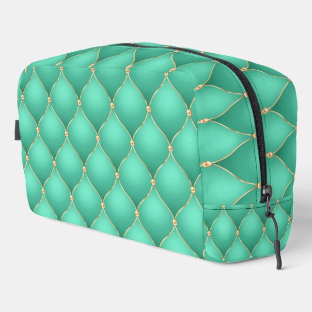 Neceser Turquesa Ogee Oro Diamantes Acolchado (Esquina derecha)