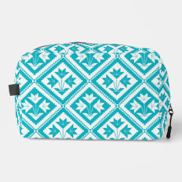 Neceser Turquoise Floral Quilt Toiletry Bag