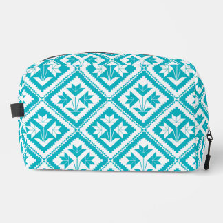 Neceser Turquoise Floral Quilt Toiletry Bag