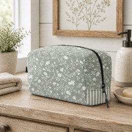 Neceser Verde Salvia Floral con Acento de Raya, Estilo Gra