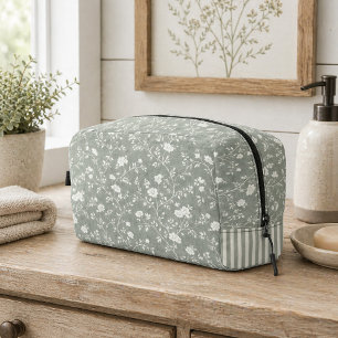 Neceser Verde Salvia Floral con Acento de Raya, Estilo Gra