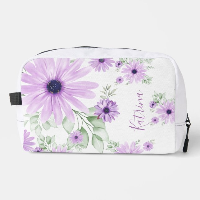 Neceser Verde violeta personalizado, flores acuáticas (Anverso)