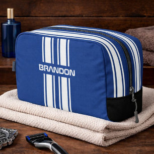 Neceser Viaje Personalizado con Raya de Carreras Azul y Bl