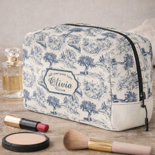 Neceser Vintage francés campo "Toile de Jouy azul"