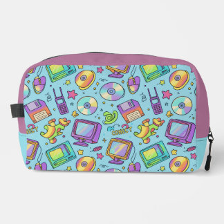 Neceser Y2K Retro Tech Aesthetic Doodle Makeup Bag