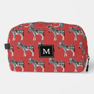 Neceser Zebra Exótico Patrón Animal Profundo Monograma roj