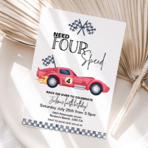 Necesita 4 Invitaciones de Cumpleaños de Velocidad