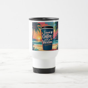 Necesito café y una taza de viaje tropical de vaca