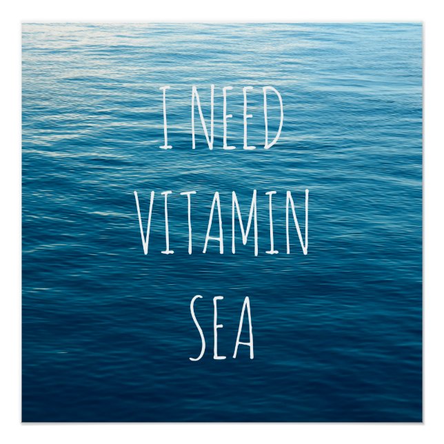 NECESITO MAR VITAMIN - Poster con fondo marino. (Anverso)