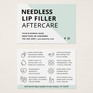 Needles Lips Filler Esthetician Aftercare Card