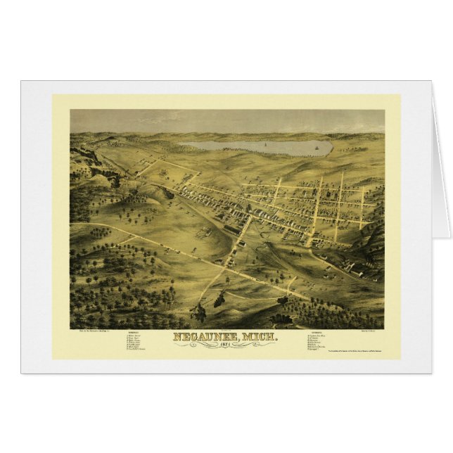 Negaunee, mapa panorámico del MI - 1871 (Anverso (Horizontal))