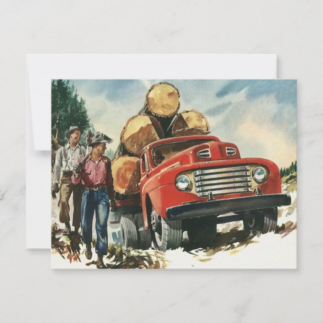 Negocio Antiguo, Camión de Madera con Leñadores (Anverso)