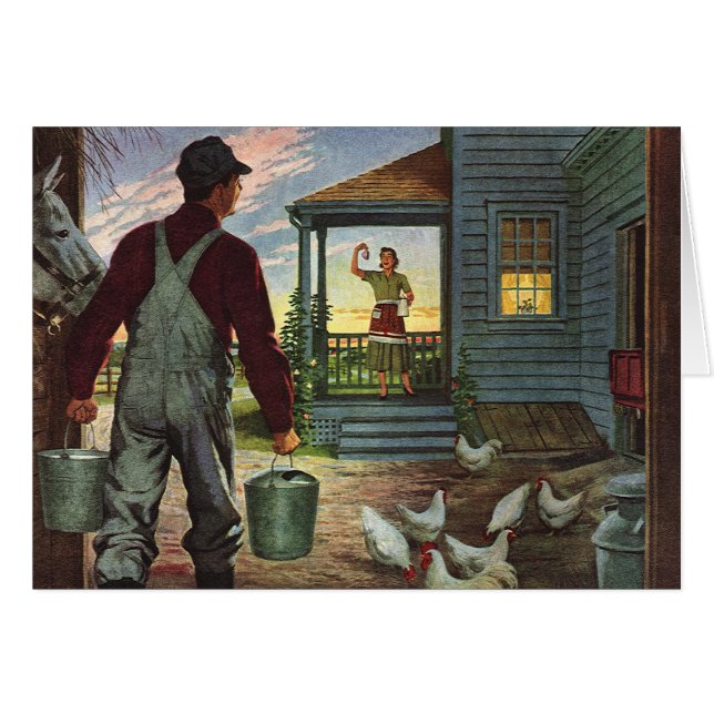 Negocio Antiguo, Granja con Granjero y Gallinas (Anverso (Horizontal))