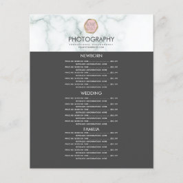 Negocio de Fotografía Logotipo Menú de Mármol Gris