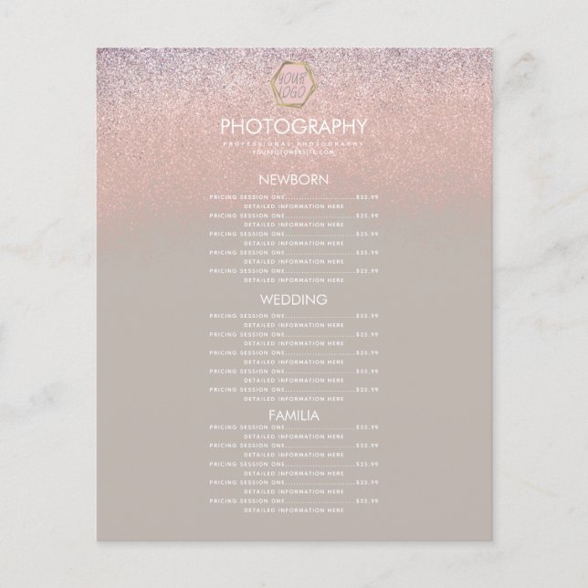 Negocio de Fotografía Menú con Logotipo Brillo Omb (Anverso)