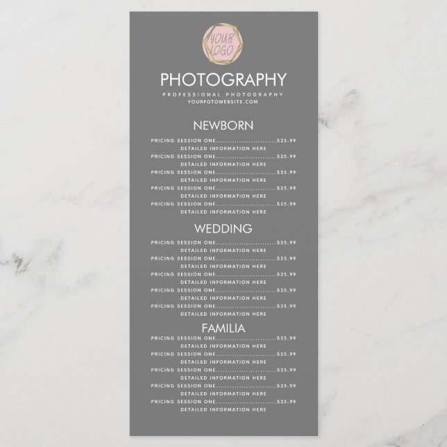 Negocio de Fotografía Menú Gris Logo (Anverso)