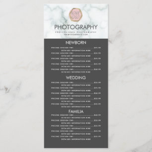 Negocio de Fotografía Menú Logo Mármol Gris