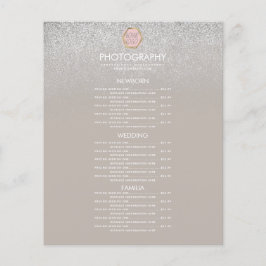 Negocio de Fotografía Menú Plata Brillante Tu Logo