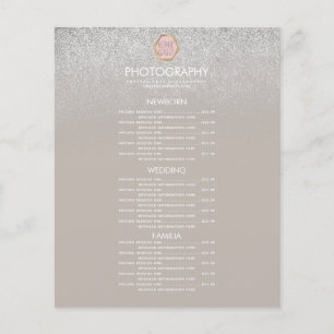 Negocio de Fotografía Menú Plata Brillante Tu Logo