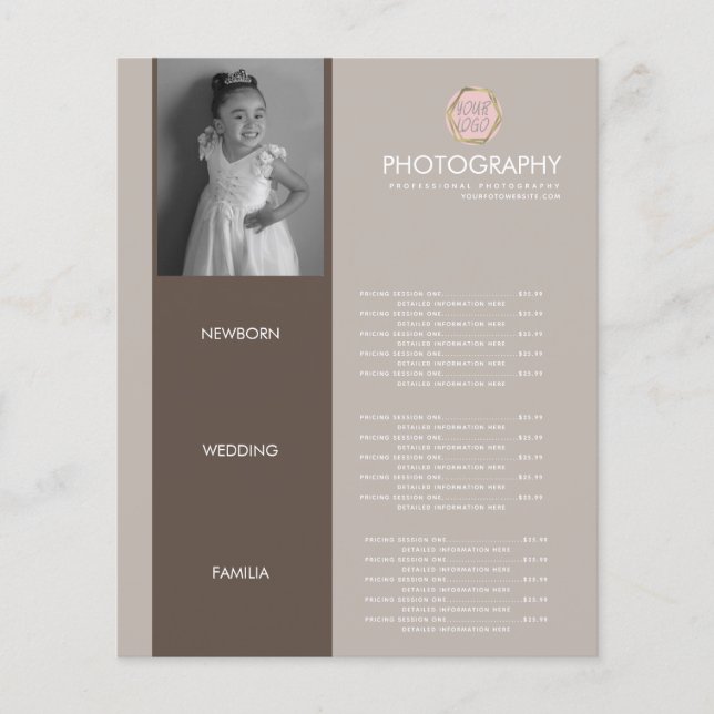 Negocio de Fotografía Menú Terroso Tu Logotipo (Anverso)