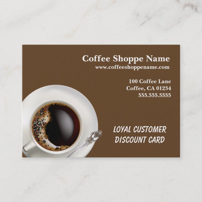 Negocio del Shoppe del café y tarjetas de sacador (Anverso)