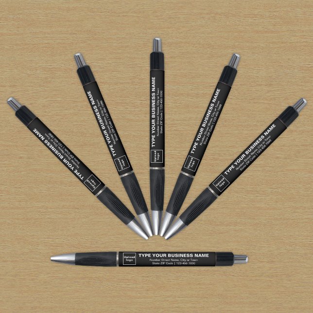 Negocio negro marca en bolígrafo (Pen with black barrel and your business brand)